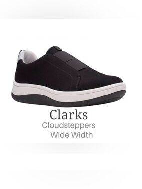 Clarks Size 9 (Wide Width) Cloudsteppers Arla Sage Slip On Shoe, Black